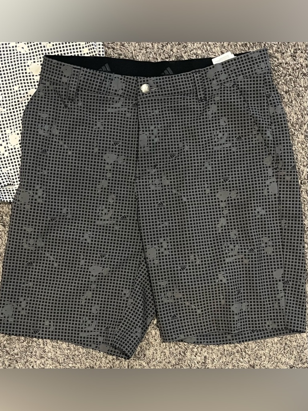2 Adidas Men’s Golf Shorts — Black and Grey, Navy and White Grid Print size 30 - Picture 2 of 9